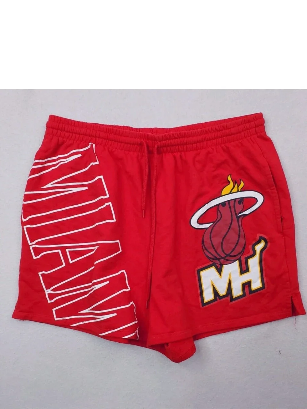 Miami Heat Shorts Womens S Red Spellout Sweat Basketball Gym Athletic